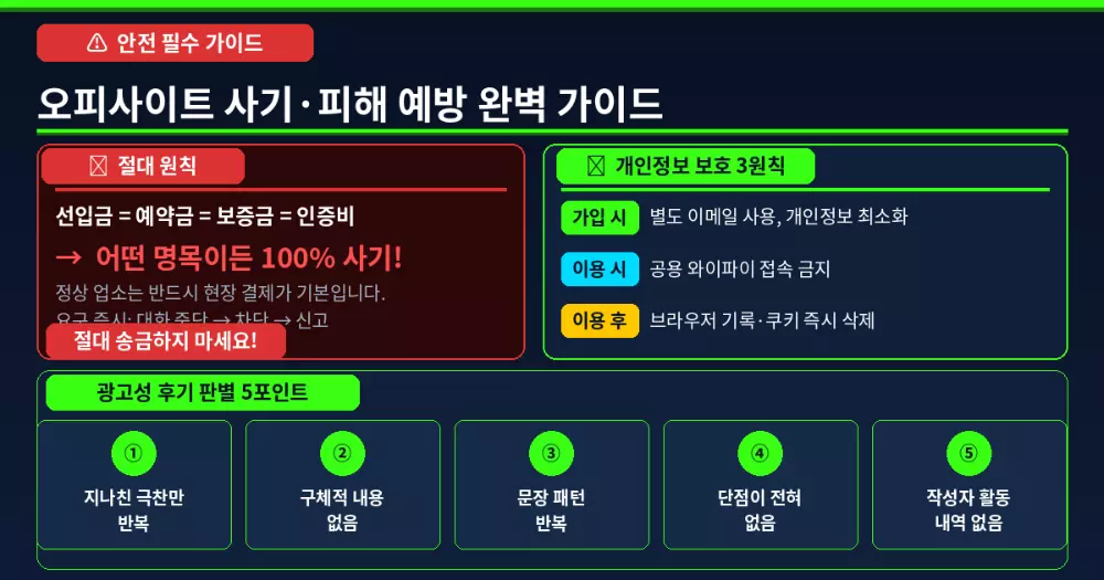오피사이트 사기 피해 예방 안전 이용 가이드 인포그래픽